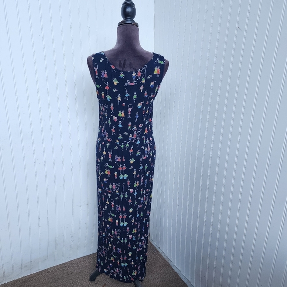 Stonebridge Women's Maxi Sleeveless Dress Print Navy Blue Crinkle Fun Stretch M - Picture 7 of 13